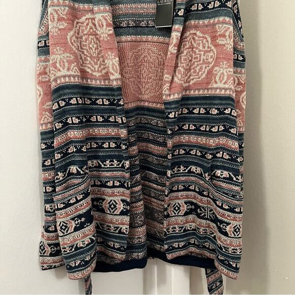 Lauren Ralph Lauren Aztec Southwest Print Style Belted Cardigan - Picture 6 of 16
